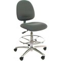 Industrial Seating ESD Stool with Footrest - Mid-Back - Fabric - Black - Aluminum Base AM20S-FC BLACK-452